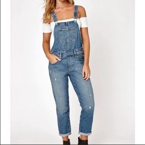 Levi's Distressed Straight Leg Denim Bib Overalls